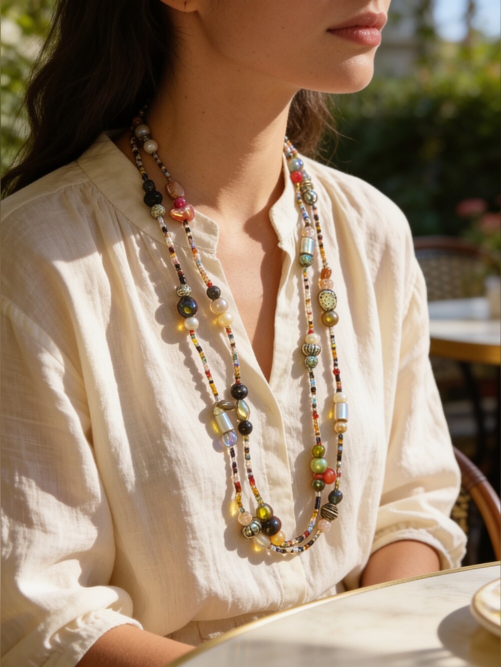 NWOT Boho Multicolored Mixed Beaded Necklace | Artisan Style Statement Piece